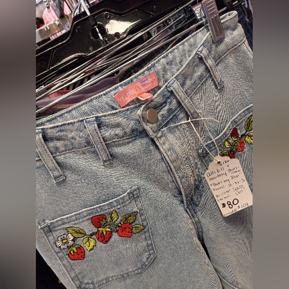 Super desired strawberry shortcake × dolls kill flared denim jeans - Picture 2 of 3